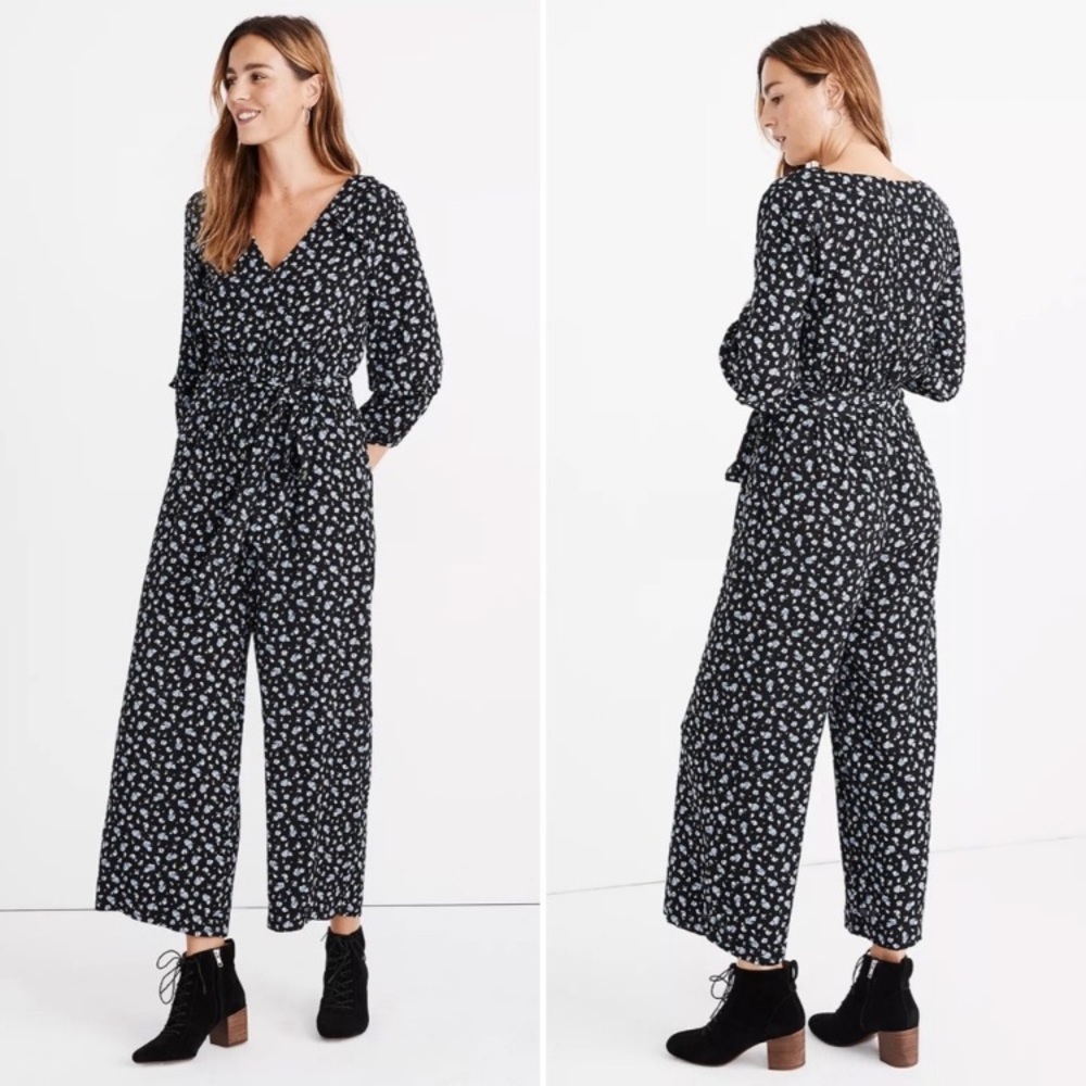 Madewell Ruffle-Sleeve Tie-Waist Jumpsuit in Baby's Breath, Size, XS